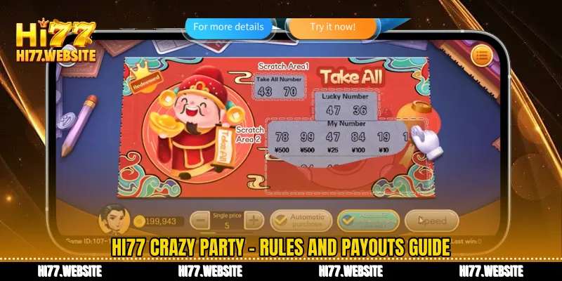 পাগল পার্টি Hi77 - বিশদ পুরস্কারের নিয়ম সহ বিস্ফোরক বিনোদন